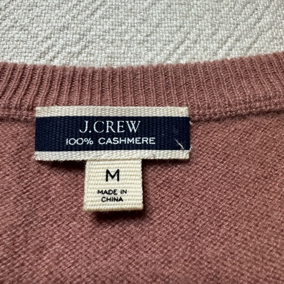 JCREW 100% Cashmere Dusty Pink Clay Vneck Oversized 3/4 Sleeves Sweater M - Picture 5 of 7